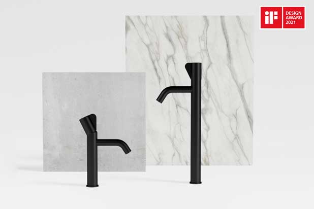 NOA faucet collection by Clausell Studio for Munk. IF Design Award winner 2021. Photo courtesy of Clausell Studio
