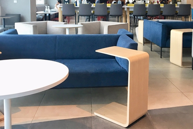 RAGLAN sofas by Piergiorgio Cazzaniga and ARC tables by Manel Molina for Andreu World at the Google Offices in Bangalore, India. Photo courtesy of Andreu World.