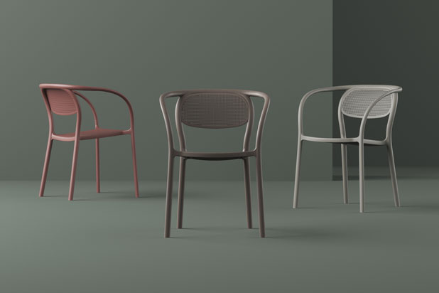 NOON armchairs designed by Hector Serrano for Ezpeleta.Photo courtesy of Ezpeleta.