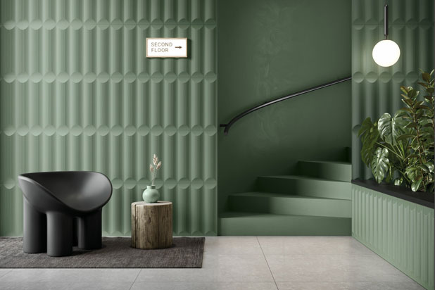 LOG ceramic tiles designed by Alt Design para Harmony. Photo courtesy of Harmony.