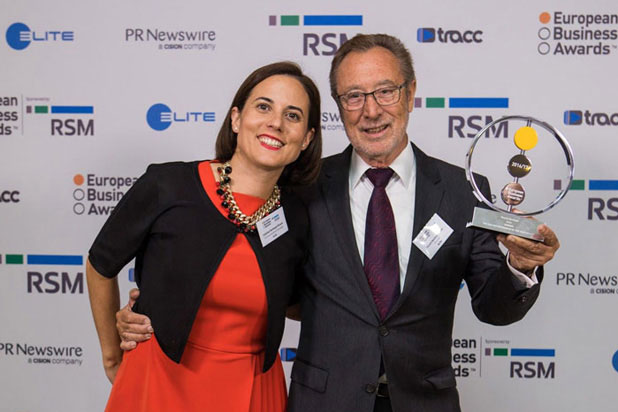 Vicent Berbegal, chairman and founder of Actiu, receiving the 2017 European Entrepreneur of the Year award.
