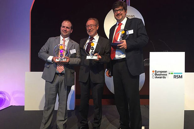 Vicent Berbegal, chairman and founder of Actiu, receiving the 2017 European Entrepreneur of the Year award.