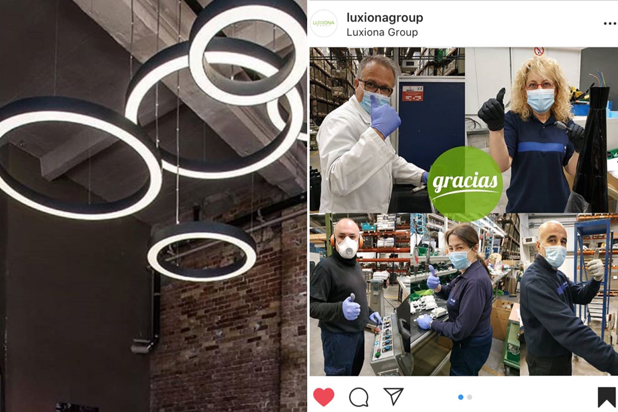 Luxiona´s luminaires and solidarity initiatives. Photos courtesy of Luxiona.