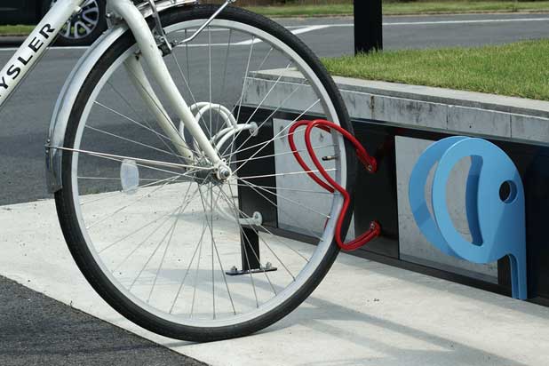D-NA bike racks by Alegre Design for Katzden Architec. Photo courtesy of Alegre Design.