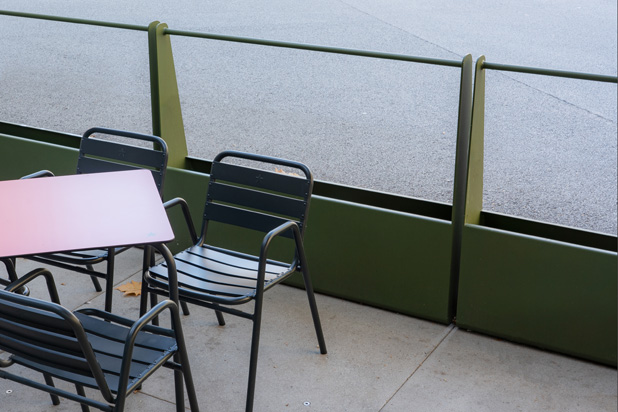 Parklet Flexible Plaza system by Durbanis on the streets of Barcelona, Spain. Photo by Joan Guillamat, courtesy od Durbanis.
