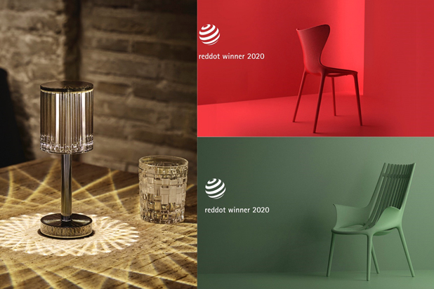 GATSBY table lamp by Ramón Esteve and LOVE and IBIZA chairs by Eugeni Quitllet for Vondom winners of RED DOT AWARDS 2020. Photo courtesy of Vondom.