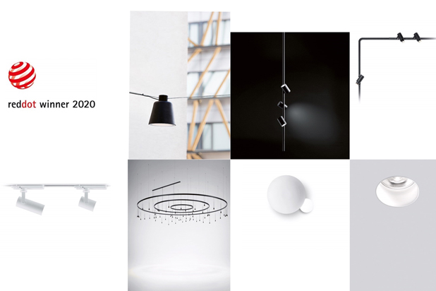 Spanish lamps and lighting products winners of RED DOT AWARDS 2020: TUMBLER, DROP, MINIMAL TRACK, SKYBELL, POINT 56, MOOD and HOLE.