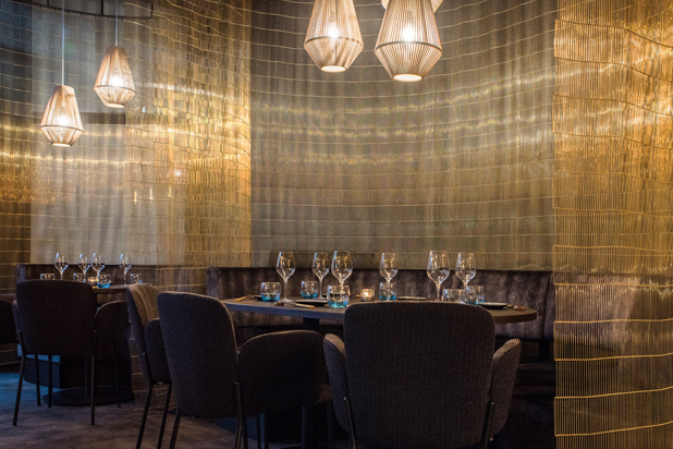 Ukelele lamps by Ole! Lighting at the Kyatcha restaurant in The Hague, Netherlands. Photo courtesy of Ole! Lighting