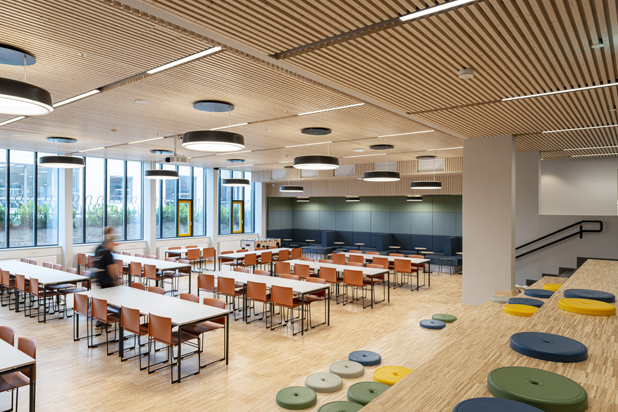 PUNTO seating collection designed by Inma Bermúdez for Sentat at the Nordseter school in Oslo, Norway. Photo by Thomas Mellbye, courtesy of Sentat.