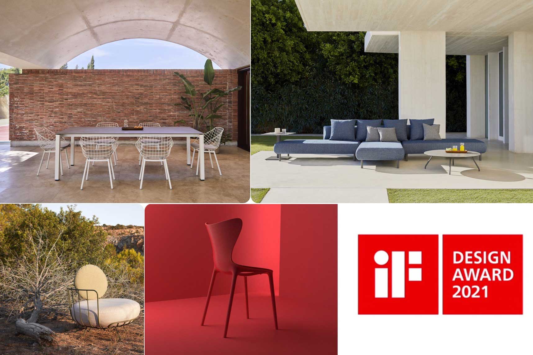 IF Award Spanish winners: CANASTA chairs by Odos Design and SALINAS sofa by Santiago Sevillano for Musola. LOU armchair by Inma Bermudez for Calma and LOVE chair by Eugeni Quitllet for Vondom