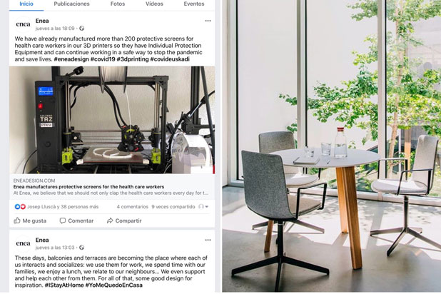 Enea Design producing protective face screens with their 3D printers to protect healthcare workers against COVID-19. Lottus High chair collection by Enea Design.