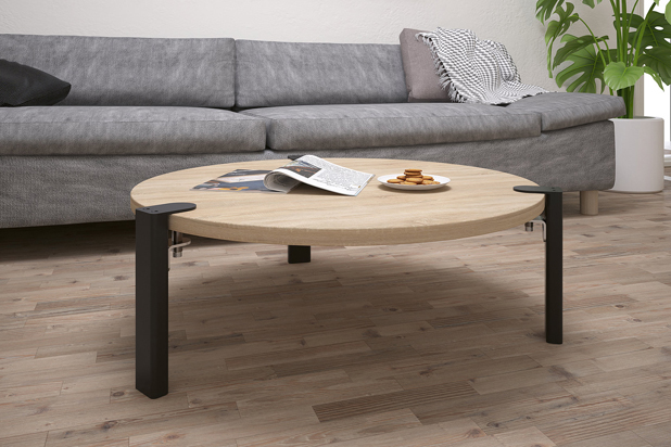 CLAMP adjustable table leg designed by Nacho Timón for Reunión Industrial. Red Dot Design Awards 2023 winner.