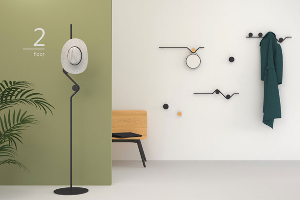 ELASTICA coat racks designed by Nahtrang Studio for Vilagrasa. Photo courtesy of Vilagrasa.