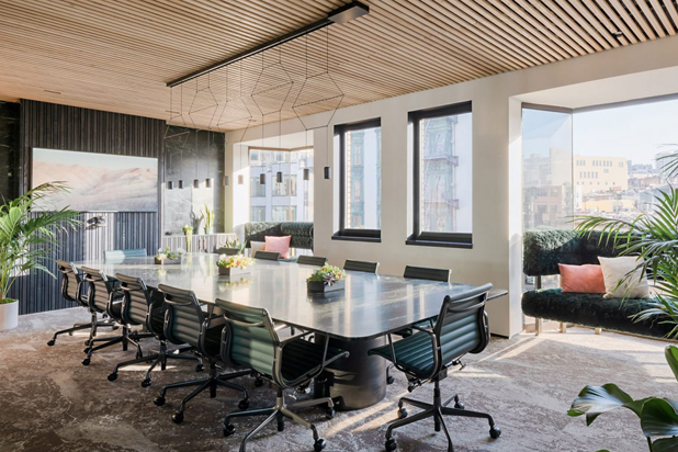 Wireflow pendant lamp by Arik Levy for Vibia at Canopy Jackson Square in San Francisco, USA. Photo by Joe Fletcher, courtesy of Vibia.