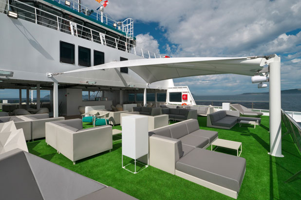Vondom´s furniture on the ferry Cap de Barbaria. Photo courtesy of Vondom.