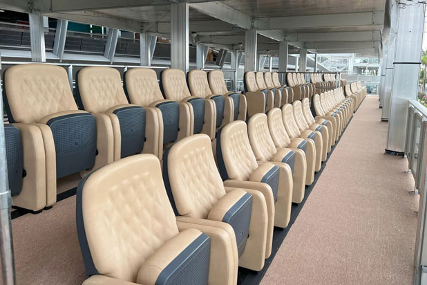 Butacas de Figueras Seating en los palcos VIP del Autódromo Internacional de Miami. Foto cortesía de Figueras Seating. Butacas de Figueras Seating en los palcos VIP del Autódromo Internacional de Miami. Foto cortesía de Figueras Seating.
