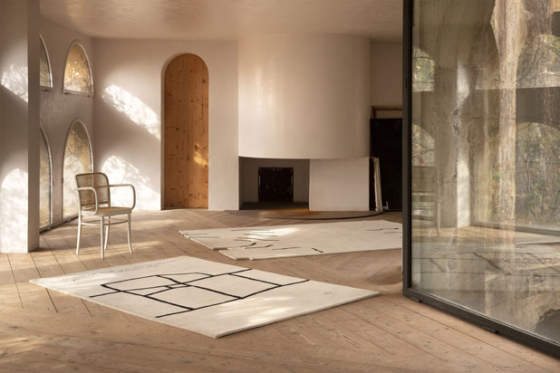 Colección de alfombras CHILLIDA diseñada por Eduardo Chillida para Nani Marquina. Foto de ©Albert Font, cortesía de Nani Marquina.