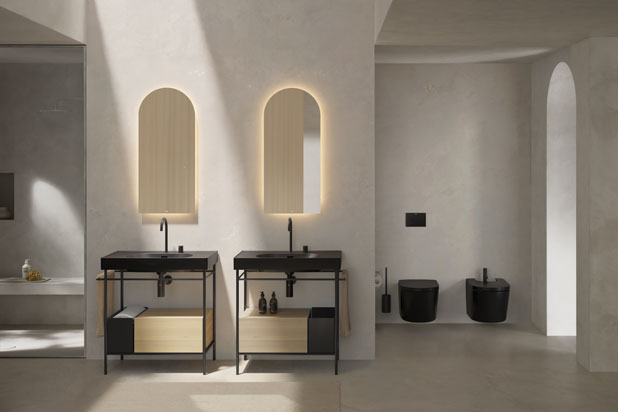 Colección de baño MERIDIAN diseñada por Altherr Désile Park para Roca. Foto cortesía de Roca.