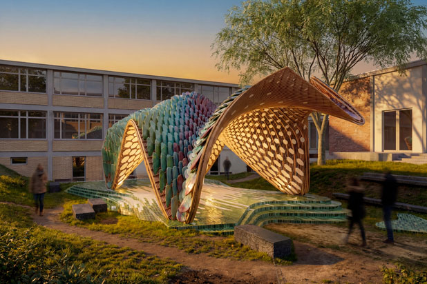 Instalación en los jardines del Instituto Cervantes en Frankfurt (Alemania).