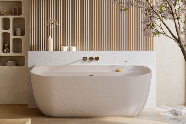 Noon Slate bathtub by Acquabella. Photo courtesy of Acquabella.