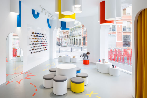 LITTLE STORE kid shoe concept store designed by Clap Studio in Valencia, Spain. Photo by Daniel Rueda, courtesy of Clap Studio.