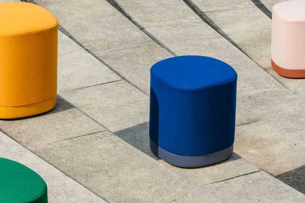 PUCK poufs designed by Estudi Manel Molina for Enea. Photo courtesy of Estudi Manel Molina.