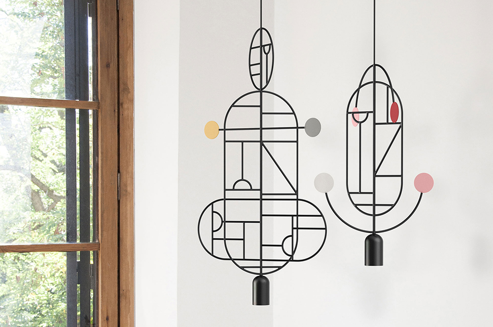 Lámparas colgantes LINES DOTS producidas por Gofi. Foto cortesía de Goula/Figuera Studio.
