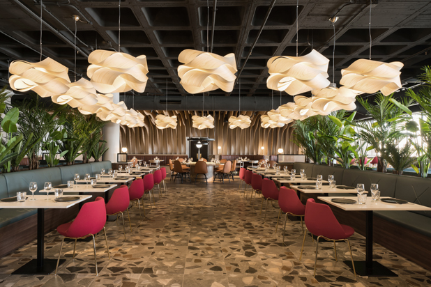 Interior design of the LADON restaurant in Tenerife, Spain. Photo by Adrian Mora Morato-courtesy of estudi{H}ac.