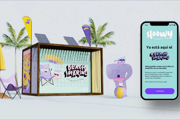 App de beach sharing en España para Sloowy. Foto cortesía de Lúcid Design Agency.