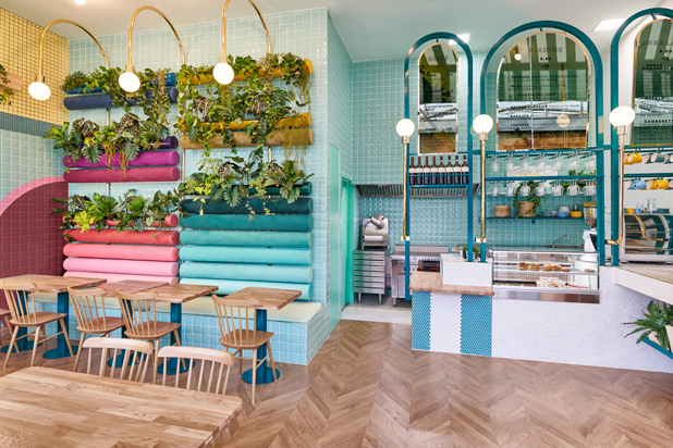 Interiorismo del restaurante Piada en Lyon (Francia). Foto de Luis Beltrán, cortesía de Masquespacio.