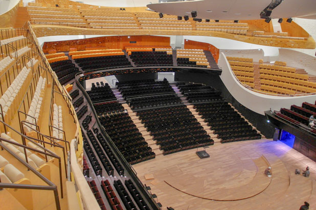 Figueras Seating armchairs at the Philharmonie of Paris, France. Photo courtesy of Figueras Seating.