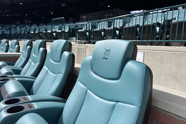 Figueras Seating armchairs at the the Detroit Tigers’ Stadium in Detroit, USA. Photo courtesy of Figueras Seating.