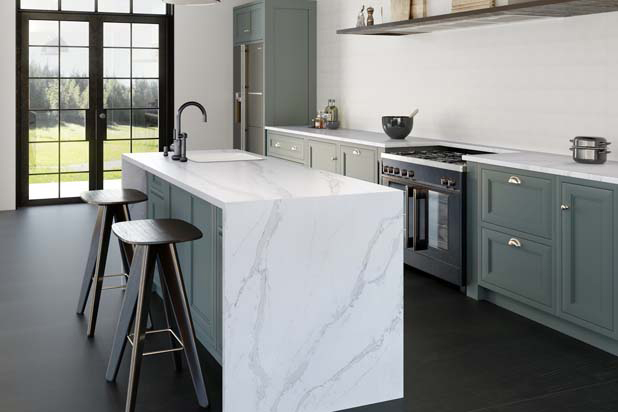 Aplicación a cocina de la línea Silestone Eternal Calacatta