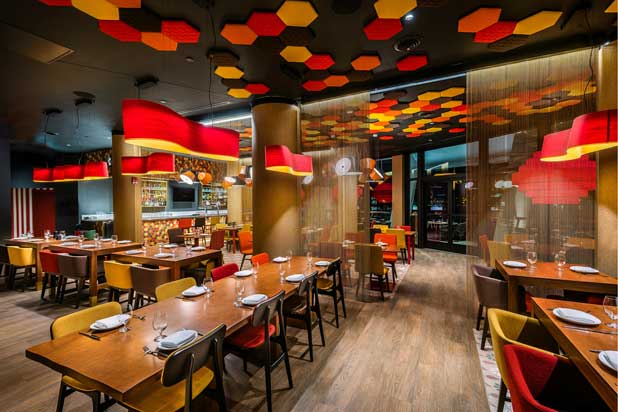 NEW WAVE lamps by Ray Power for LZF at the Jaleo Disney Springs restaurant in Washington, USA. Photo courtesy of LZF.