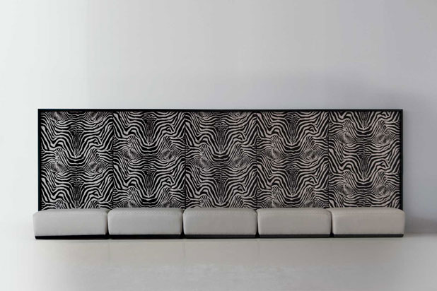 Zebra panel and pouff. Fortune II collection