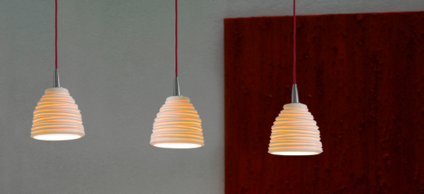 Luminarias de suspensión en porcelana Citric diseñadas por Eloy Puig