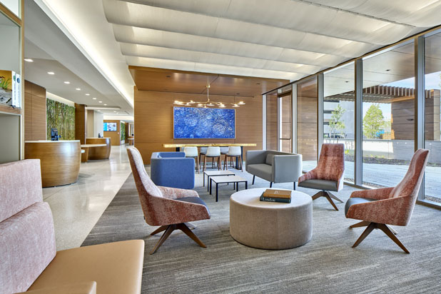 ALYA armchairs by Andreu World at the Memorial Sloan Kettering Cancer Center Nassau in New York, USA. Photo courtesy of Andreu World.